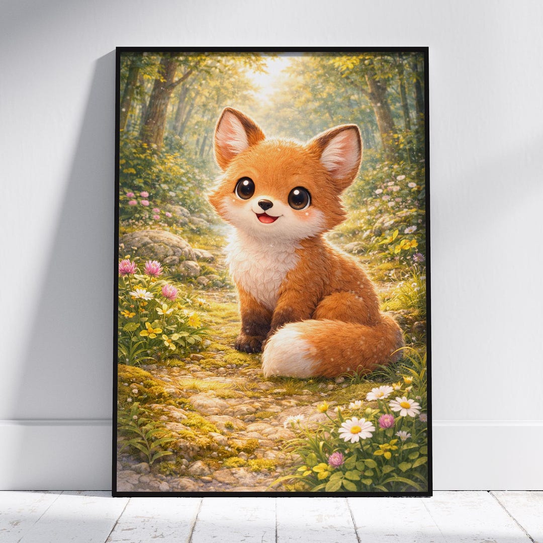 Cute Fox Nursery Poster, Woodland Nursery Print, Forest Animal Wall Art ...