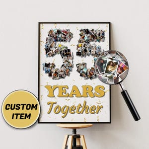 Collage de fotos del 55.º aniversario, collage de aniversario personalizado, regalo de 55 años, arte de collage personalizado, celebración de 55 años, idea de regalo única