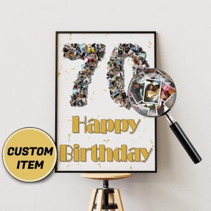 70.Geburtstag Fotocollage, 70 Jahre altes Geschenk, Geburtstag Bildcollage, alles Gute zum Geburtstag Dekor, individuelles Geburtstagsgeschenk, 70 Jahre Feier