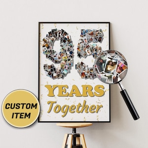 Regalo de 95.º aniversario, collage de fotos de 95 años, collage de aniversario personalizado, arte de collage, celebración de 95 años, regalo de aniversario personalizado