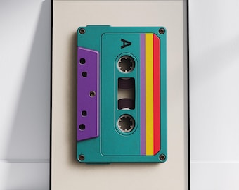 Colorful Cassette Tape Wall Art, Retro Audio Decor, Nostalgic Music Lover Print