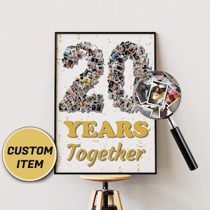 Collage de fotos del 20.º aniversario, regalo de 20.º aniversario, collage personalizado, recuerdo de aniversario personalizado, 20 años de recuerdos