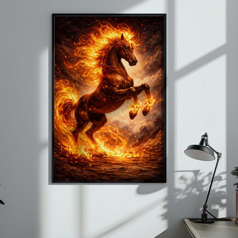 Year of the Fire Horse 2026 Wall Art Print, Eastern Zodiac Horse ...