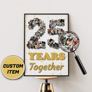 Regalo de 25.º aniversario, collage de fotos personalizado, 25.º aniversario, arte de collage personalizado, 25.º aniversario juntos, regalo de aniversario para pareja