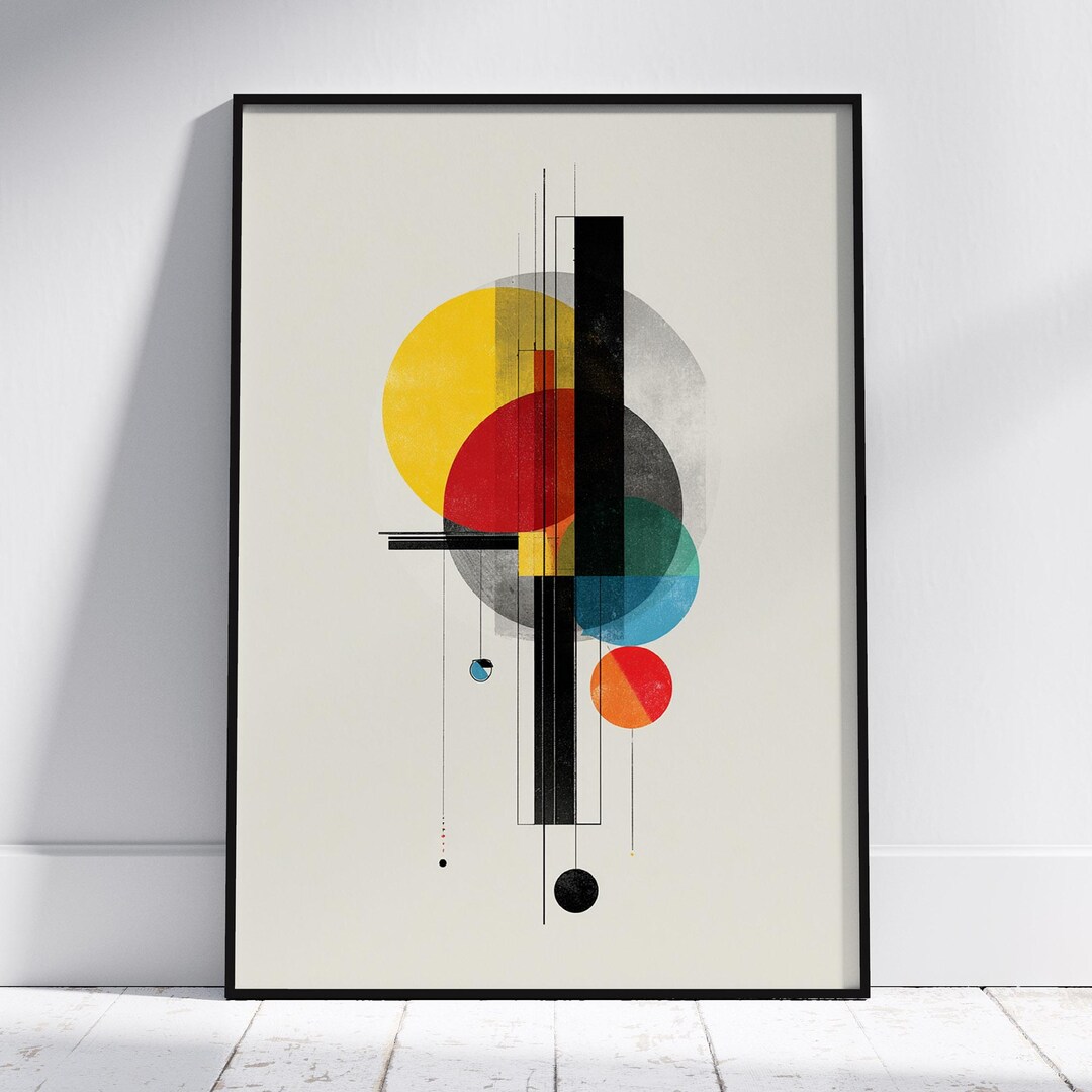 Bauhaus Geometric Art Print, Primary Color Abstract Poster, Mid Century ...