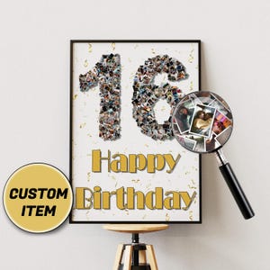 Collage fotografico per il 16° compleanno, regalo personalizzato per 16 anni, decorazioni per feste di compleanno, collage di foto personalizzato, regalo per i 16 anni, ricordo