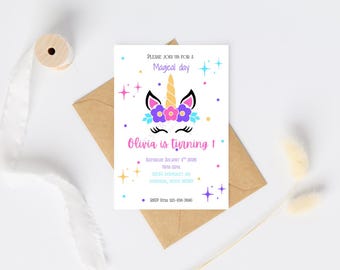 Unicorn Birthday Invitation – Magical Party Digital Download