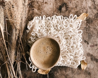 Patron au crochet - Dessous de verre texturé, dessous de verre carré de café - Le sous-verre laineux