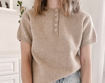 Knitting Pattern -  Knit Sweater Tee, Henley Knitting Pattern, Knit Tee With Buttons Pattern - The Roadtripper Tee