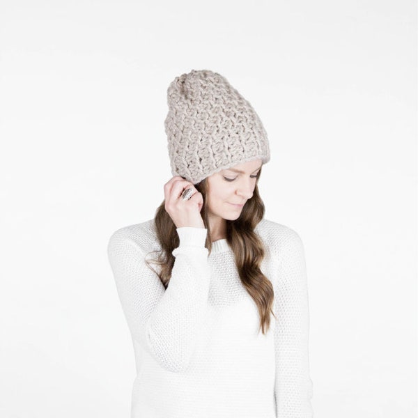 Slouchy Hat Textured Winter Hat / THE HOLOCENE / Linen
