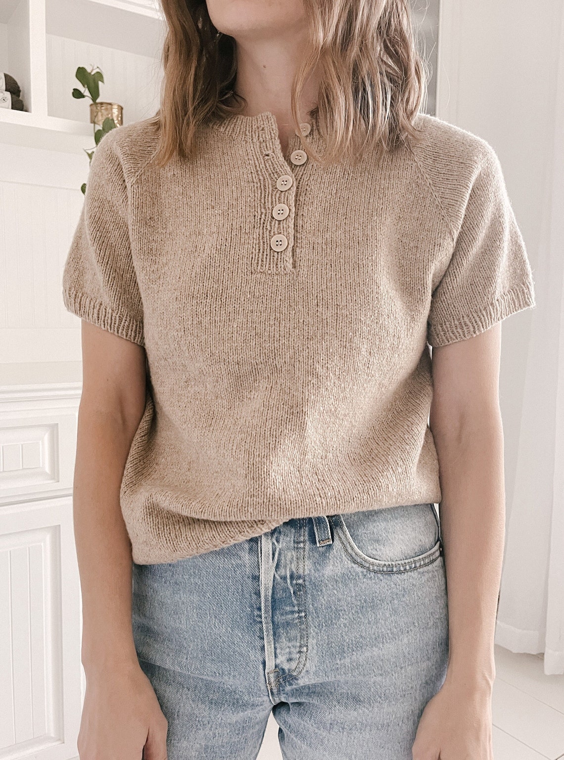 Knitting Pattern Knit Sweater Tee Henley Knitting Pattern Etsy