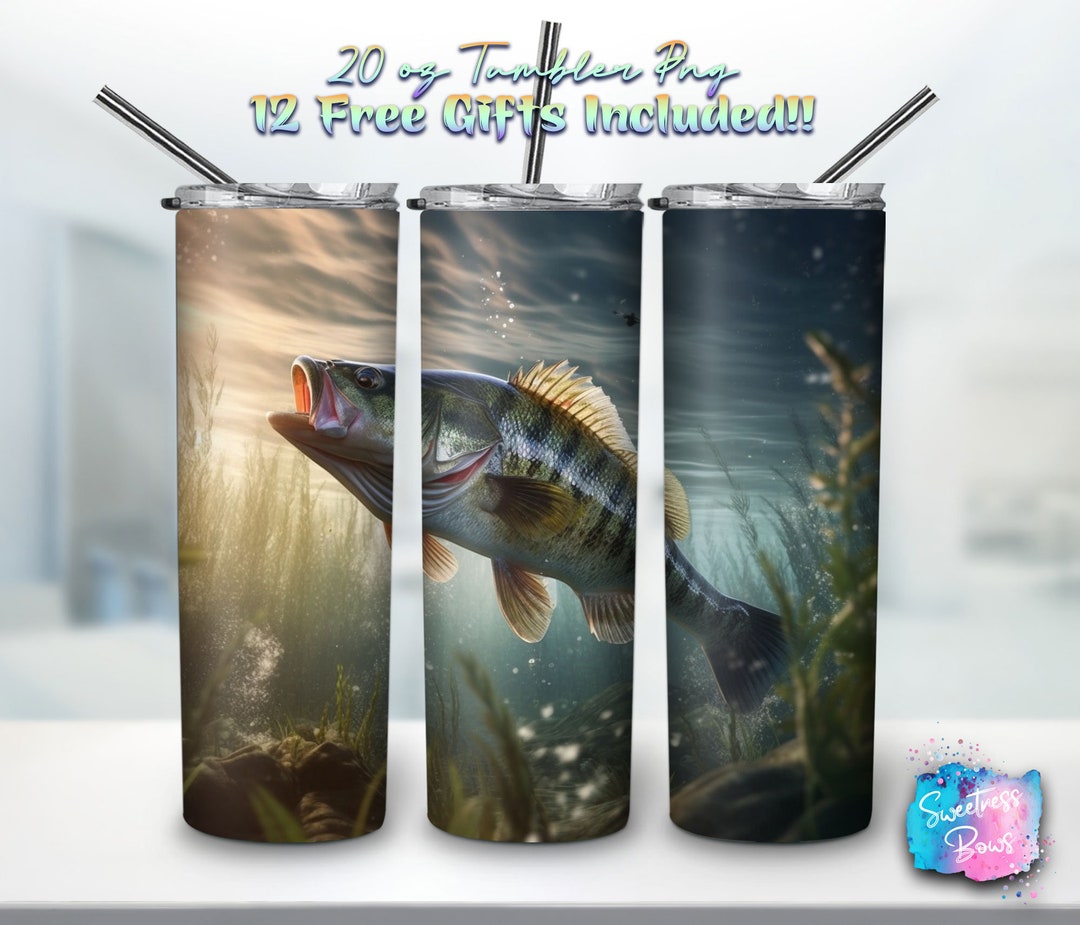 Fishing 20 Oz Skinny Tumbler Straight-tapered Wrap Png - Etsy