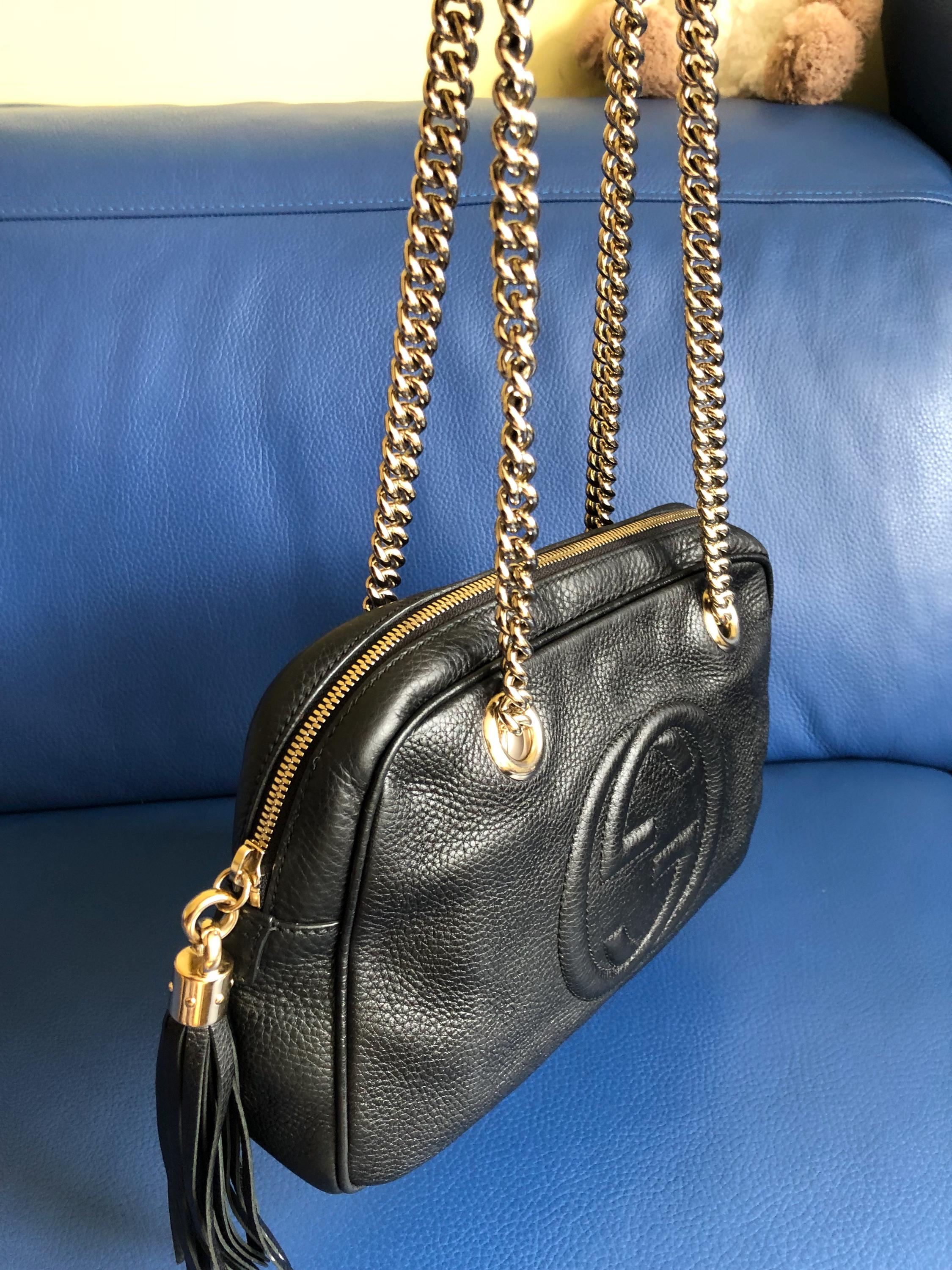 Gucci Soho Double Chain Leather Shoulder Bag - Etsy