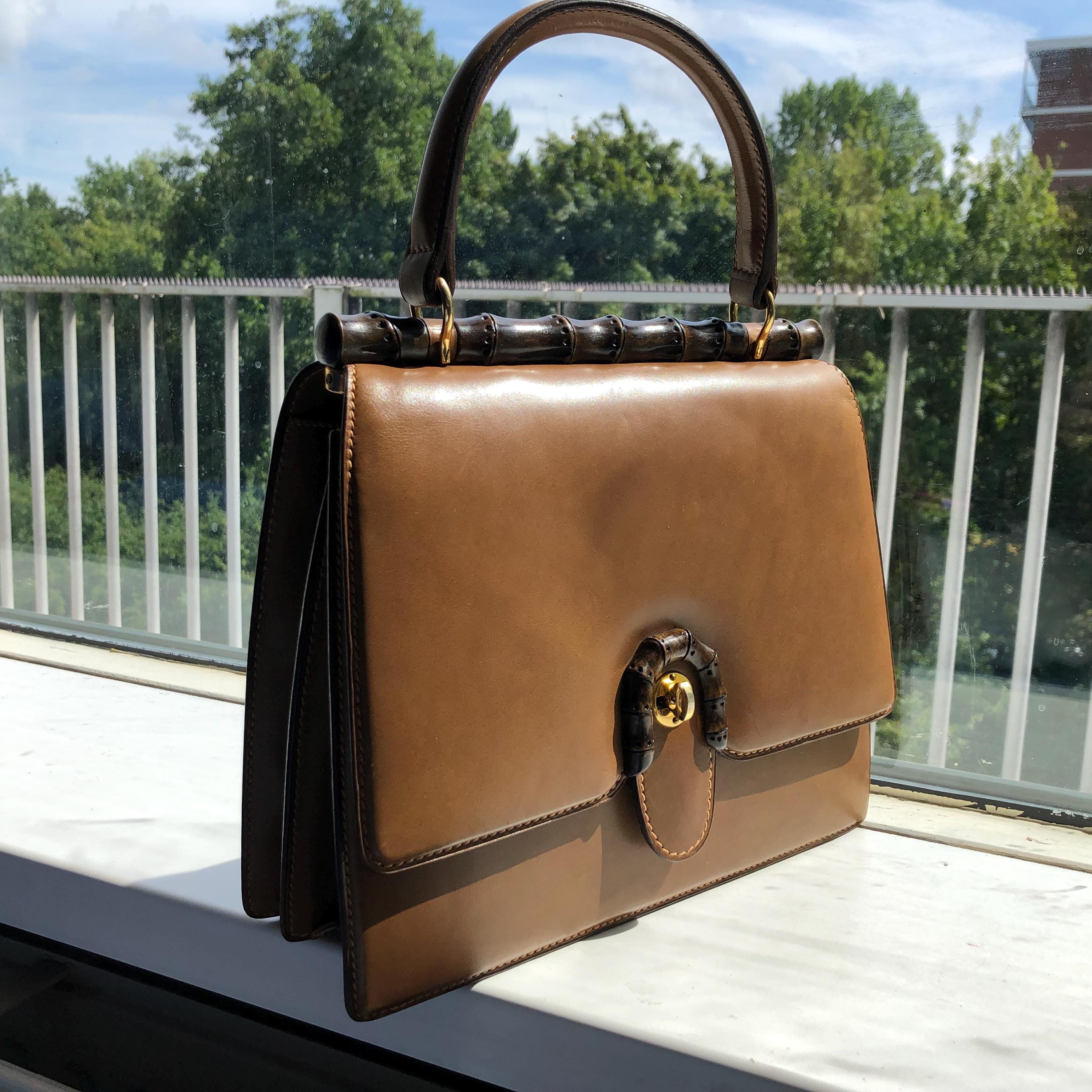 Vintage Gucci Handbag in Brown Leather 1950s - Etsy