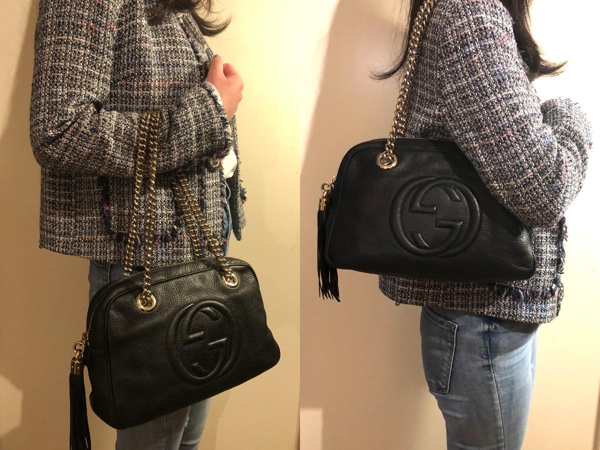 Gucci Soho Double Chain Leather Shoulder Bag - Etsy
