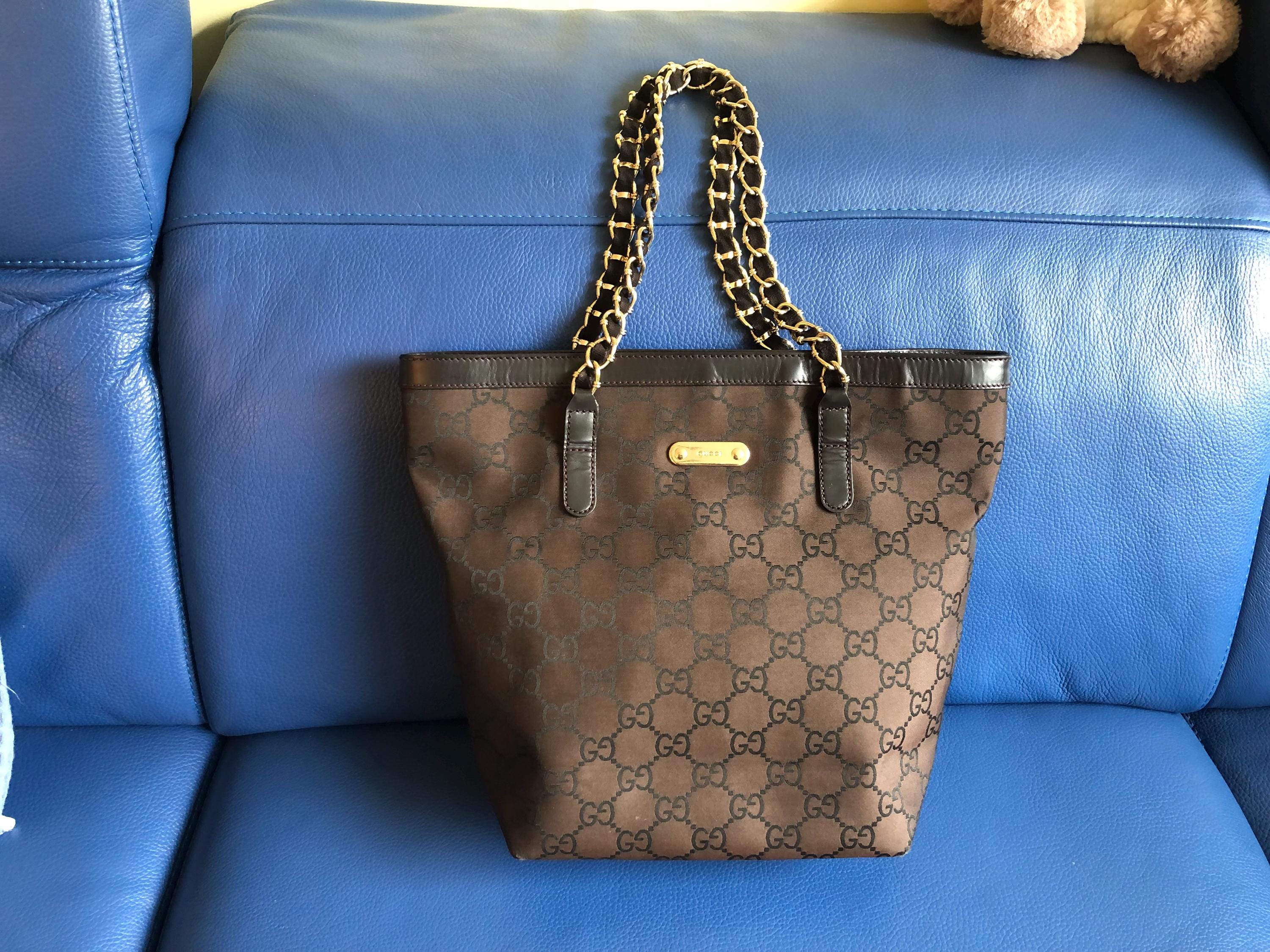 Gucci Chain Tote Bag GG Canvas Leather