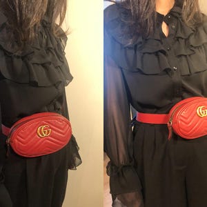 Gucci - GG Marmont Matelassé Gürteltasche in rot