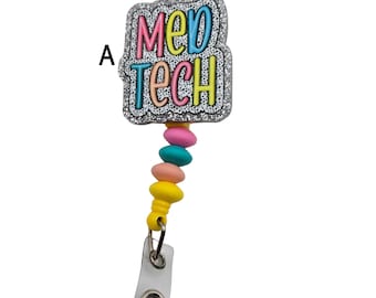Badge reels with beads,