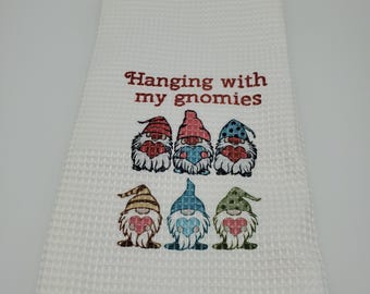 Valentine towel, kitchen towel gnomes, gift for mom, coffee is my valentine
