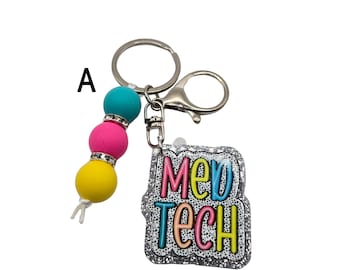 Nurse Keychain: Silicone Beads & Lobster Claw - Medical Gift