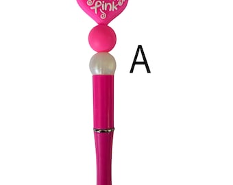Awareness Beaded Pen, breast cancer awareness, Extra Refill Included, autism themed pens