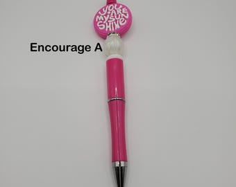 Encouragement Beaded Pen, spread positivity, Extra Refill Included, positive themed pens