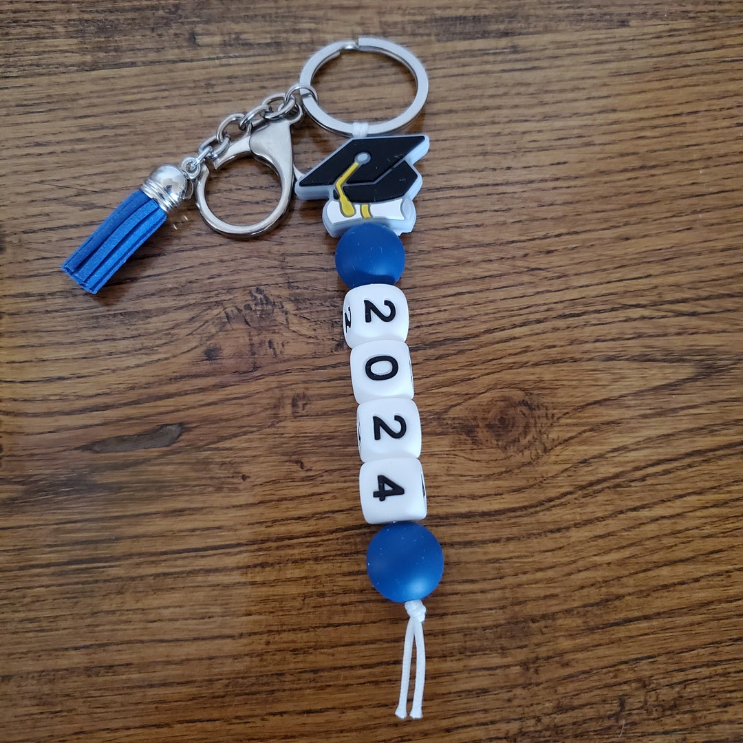 Graduation Key Chain, Beaded Graduate Key Chain, Graduation Gift, Cap ...