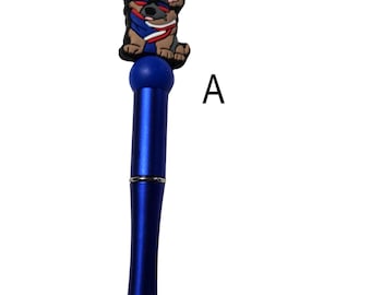 Beaded Pen, cute gift for a friend, Extra Refill Included, patriotic pens, red white blue, america decor