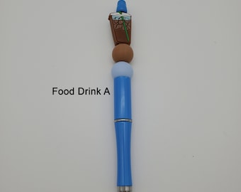 Food Beaded Pen, cute fun gift for a friend, Extra Refill Included, Coffee Pen