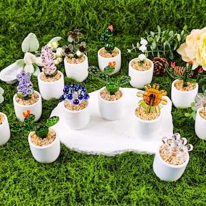 Handmade Mini Glass Cacti and Succulents, Glass Potted Plants, Stained Glass Flowers, Decorative Tabletop Plants, Unique Gifts