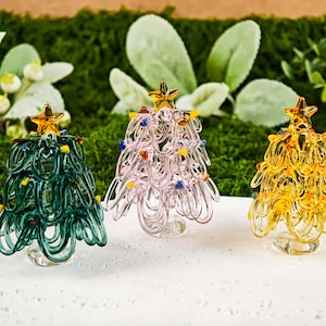 Handmade Glass Christmas Tree – Mini Winter Wonderland Tree, Holiday Home Decor, Stocking Stuffer, Gift for Friends and Kids