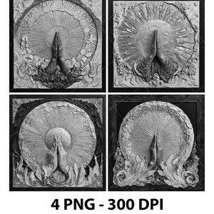 The Lord’s Prayer Jesus Christian Bible 3D Illusion Laser File PNG Slate Engrave Coaster Xtool Wood Black White Glowforge LightBurn Co2 Cnc