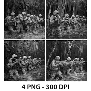 Illusione laser 3D per soldati dell'esercito, operazione speciale militare, file PNG, ardesia, incisione, sottobicchiere Xtool, legno, nero, bianco, Glowforge, LightBurn, Co2, CNC