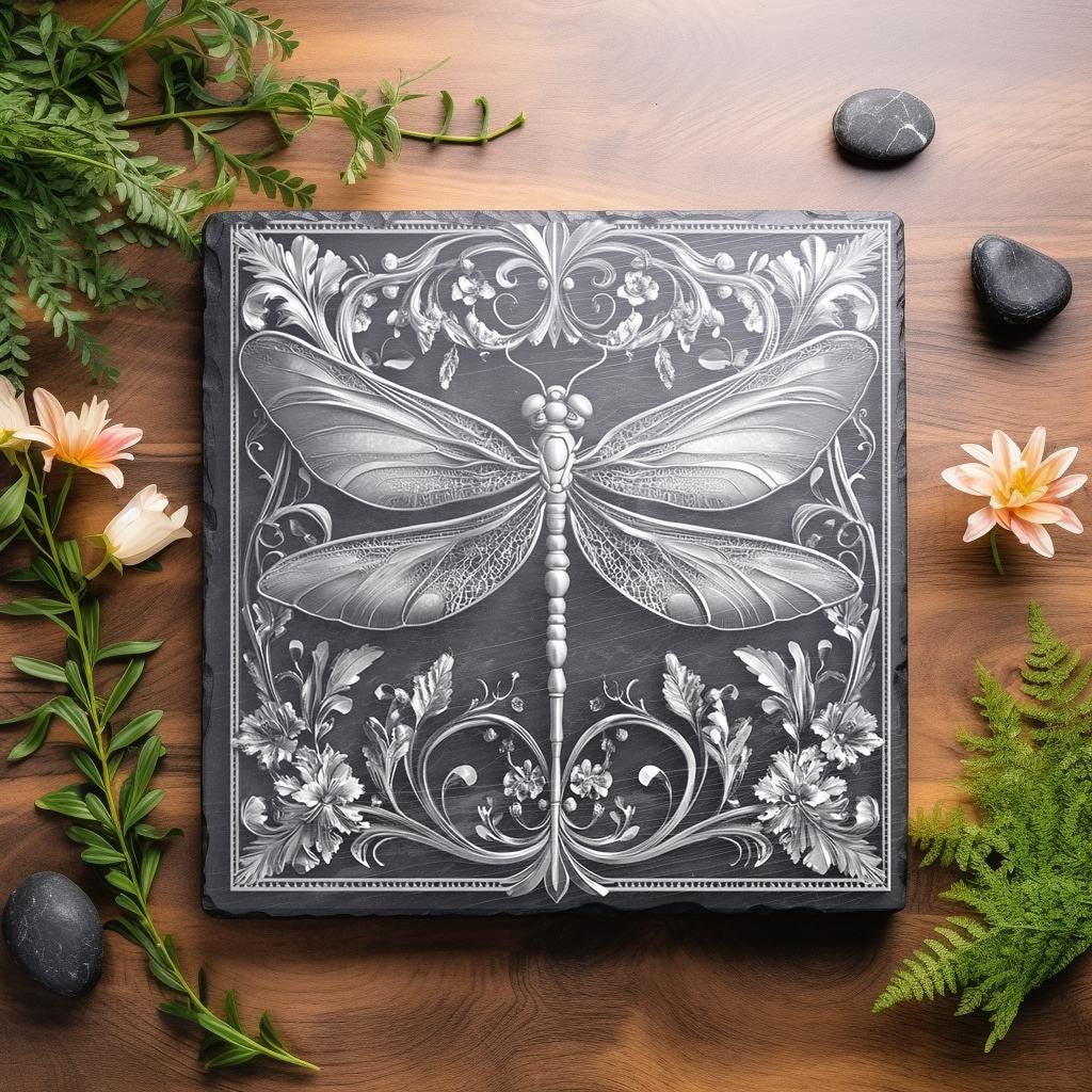 Artistic Bug Insect Dragonfly 3D Illusion Laser File PNG Slate Engrave ...