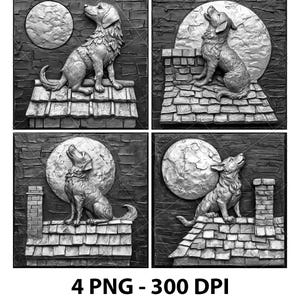 House Dog Bark Laser Engraving File House Dog Bark Slate Engrave PNG Design Digital Download Grayscale Model Wood Pattern Print Image Gift
