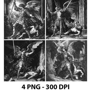Saint Gabriel Archangel Angel 3D Illusion Laser File PNG Slate Engrave Coaster Etch Xtool Wood Burn Black White Glowforge LightBurn Co2 Cnc