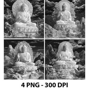 Shrine Monument Statue Buddha 3D Illusion Laser File PNG Slate Engrave Coaster Etch Xtool Wood Burn Black White Glowforge LightBurn Co2 Cnc