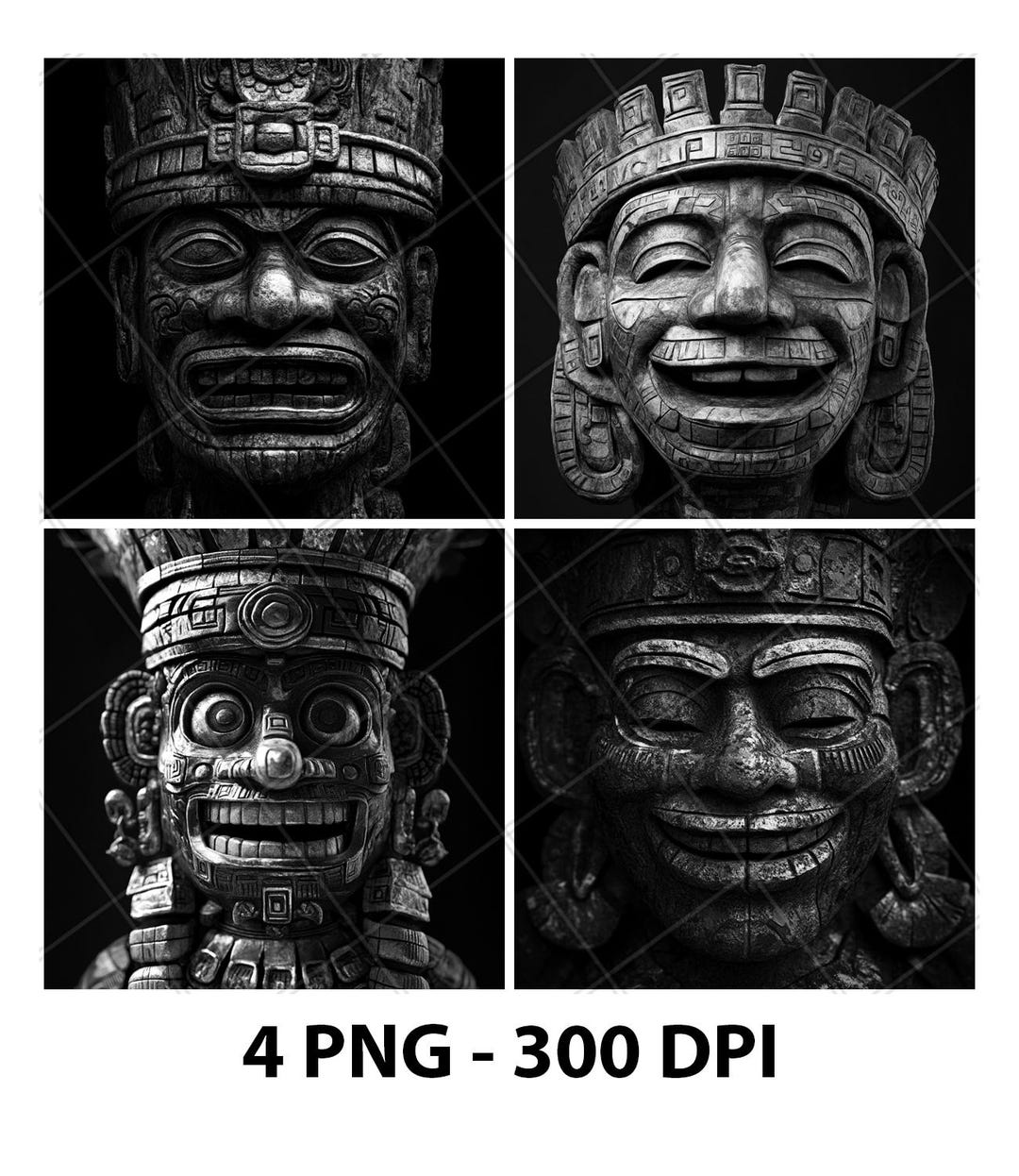 Statue Aztec Mayan Art Culture Figure 3D Illusion Laser File PNG Slate ...