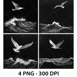 Voo de Pássaro Onda do Oceano Pacífico Ilusão 3D Arquivo a Laser PNG Ardósia Gravar Coaster Etch Xtool Queima de Madeira Preto Branco Glowforge LightBurn Co2 CNC