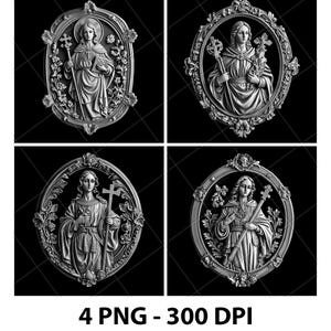 Saint Margaret Scotland Catholic Patron 3D Illusion Laser File PNG Slate Engrave Coaster Xtool Wood Black White Glowforge LightBurn Co2 Cnc