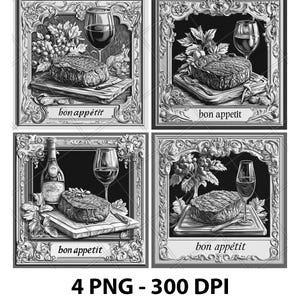 Steak Laser Engraving Files Meal Cuisine Steak Dish Slate Engrave PNG Design Digital Download Grayscale Model Wood Pattern Print Image Gift