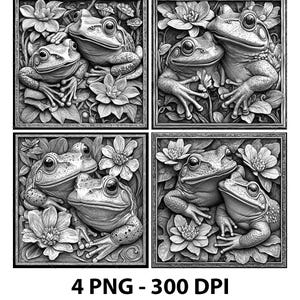 Étang, fleurs, crapauds, taureau, grenouilles, illusion, fichier laser, PNG