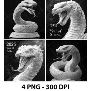 Ano Chinês da Cobra 2025 3D Ilusão Laser Arquivo PNG Ardósia Gravar Coaster Etch Xtool Wood Burn Preto Branco Glowforge LightBurn Co2 Cnc