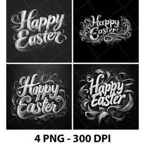 Happy Easter Art Model Design Pattern 3D Illusion Laser File PNG Slate Engrave Coaster Xtool Wood Black White Glowforge LightBurn Co2 Cnc