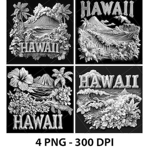 Hawaii State Laser Engraving Files USA Hawaii State Slate Engrave PNG Design Digital Download Grayscale Model Wood Pattern Print Image Gift