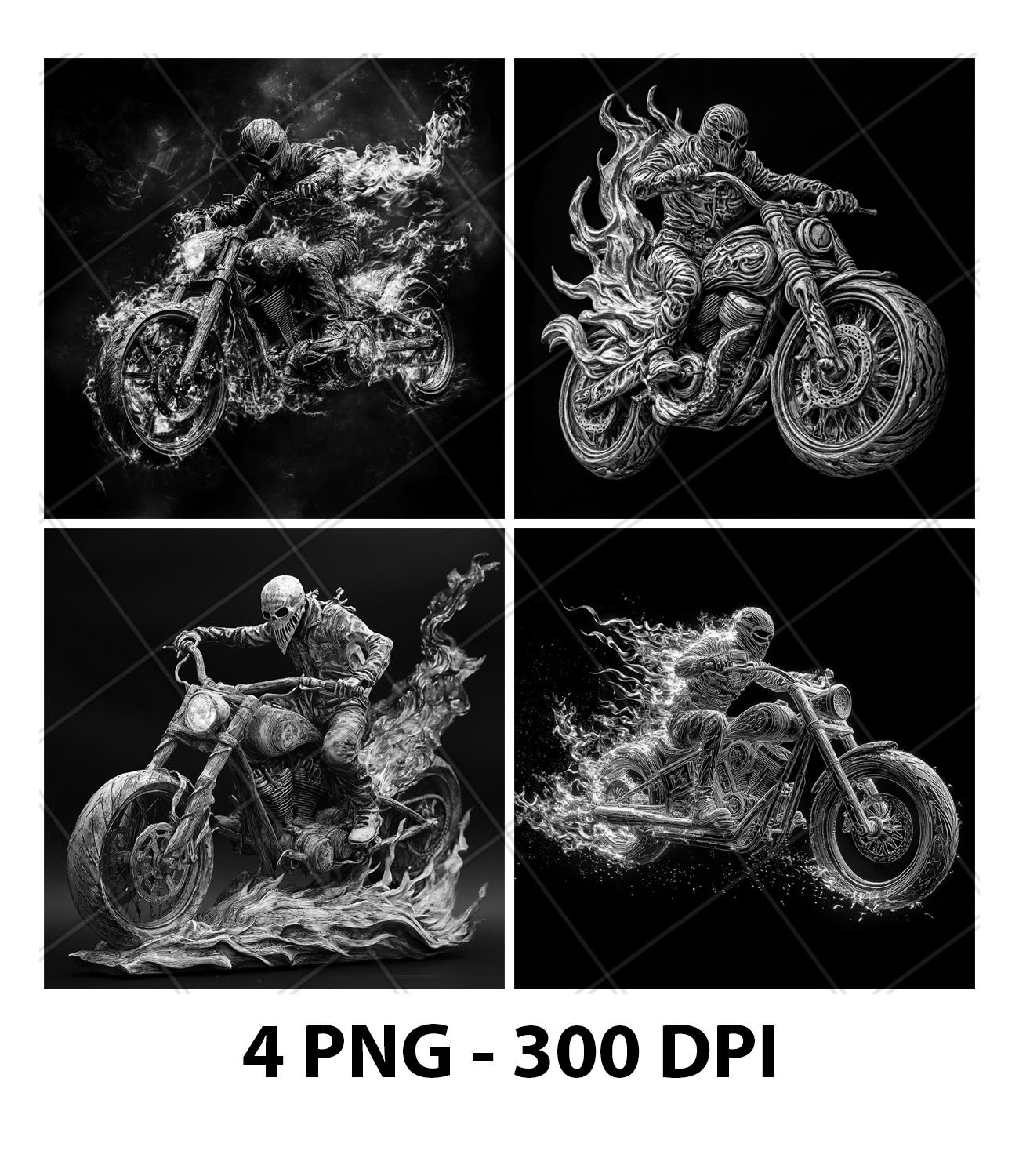 Ghost Rider Bike Motorcycle Skull Flames Laser Engraving Slate