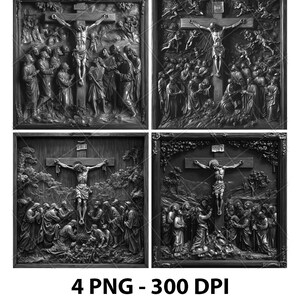 Kreuzigung Jesus Kreuz Ostern Karwoche 3D Illusion Laser Datei PNG Schiefer Gravur Untersetzer Xtool Holz Schwarz Weiß Glowforge LightBurn Co2 Cnc