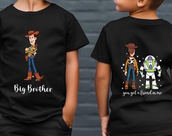 2-Sided Toy Story Big Brother Little Brother Shirt, Matching Siblings Shirt, Disney Brother Shirts, Disney Trip Tee, Baby Announcement Shirt