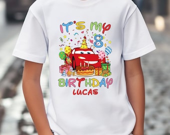 Lightning Mcqueen Birthday Shirt, Custom Birthday Toddler T-shirt, Cars Birthday Theme Gift, Disney Cars Family Birthday Matching Shirts