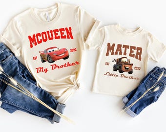McQueen and Mater Big Brother Little Brother Shirt, Custom Matching Sibling Shirt, Big Brother Onesie®, Big Brother Shirt Announcement
